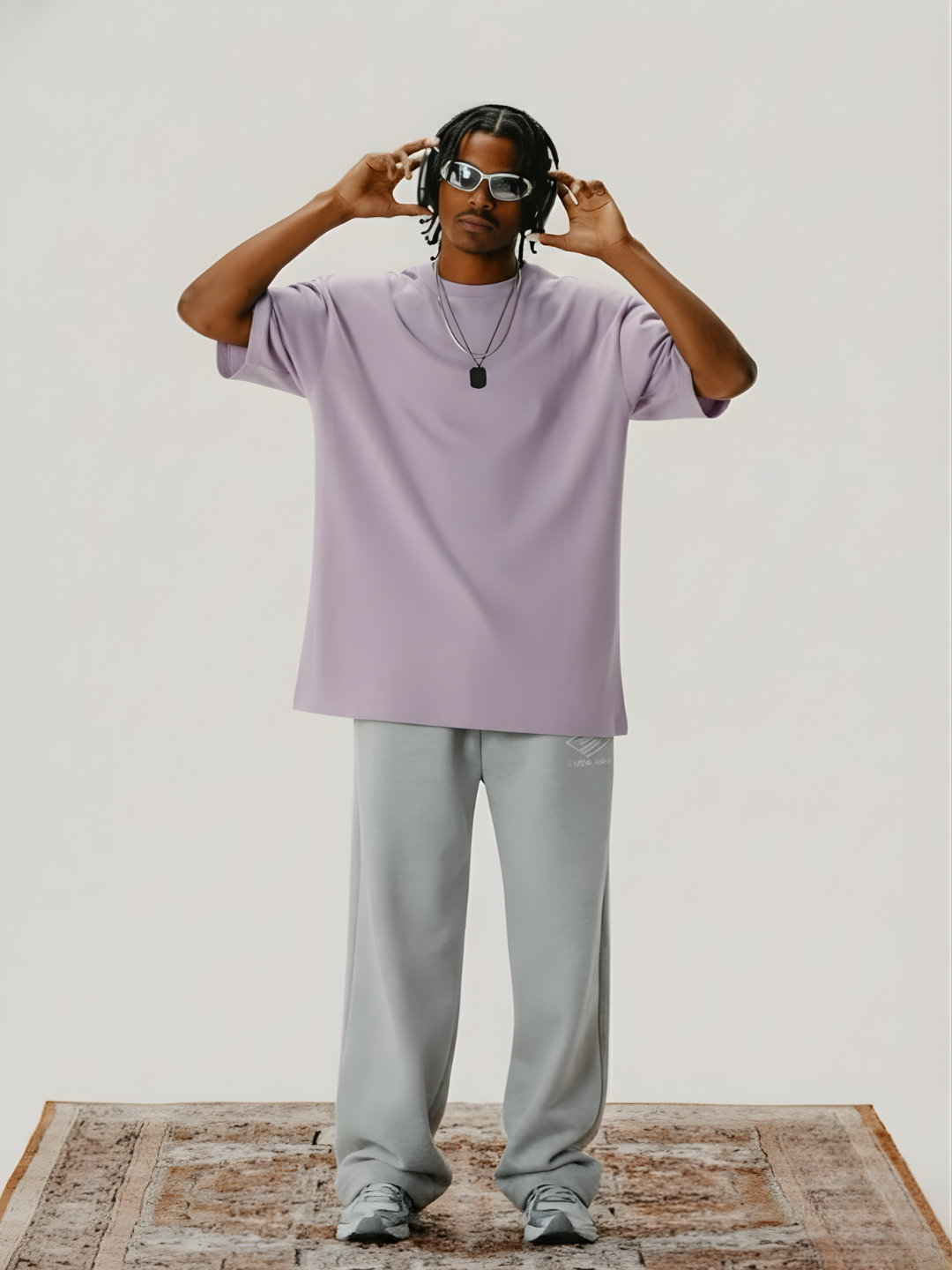 Solid Men Oversized T-Shirt - Lilac