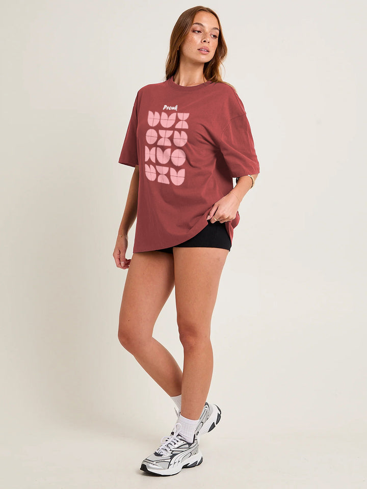 RHYTHM BLOCK Women Graphic Oversized Printed T-Shirt