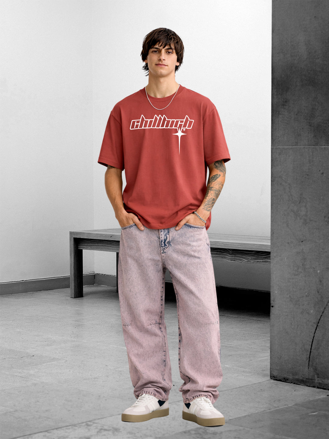 MIDNIGHT SWAGGER Men Oversized Printed T-Shirt