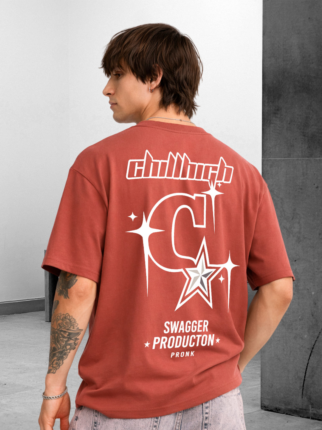 MIDNIGHT SWAGGER Men Oversized Printed T-Shirt