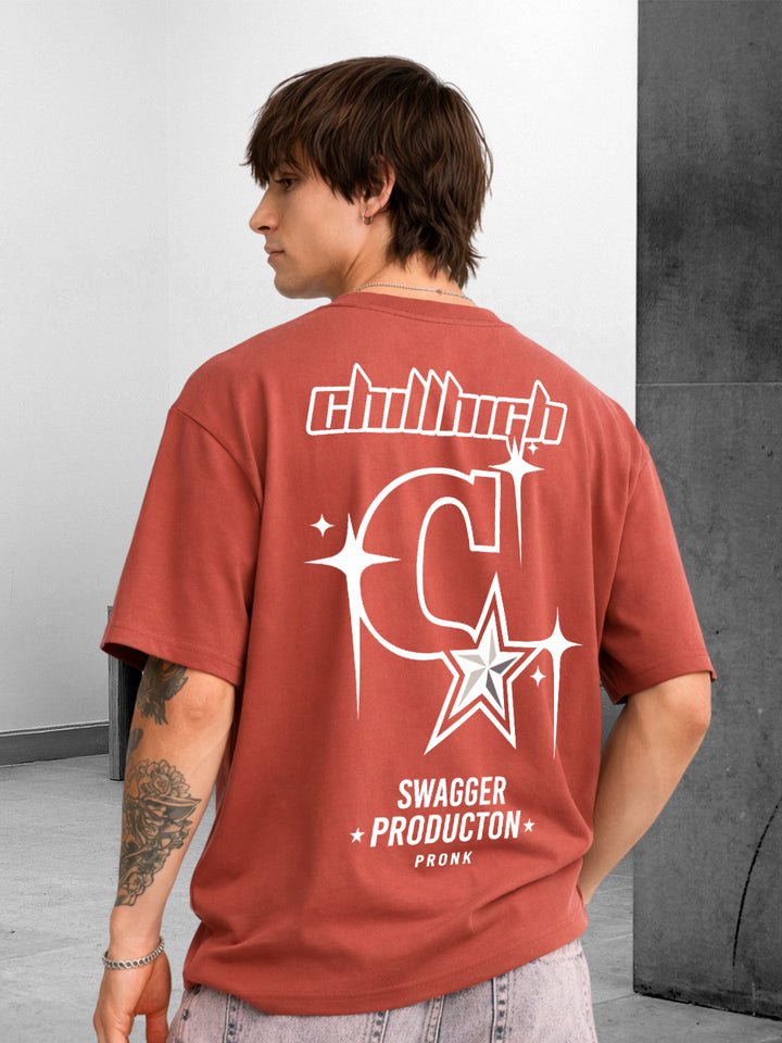 MIDNIGHT SWAGGER Men Oversized Printed T-Shirt