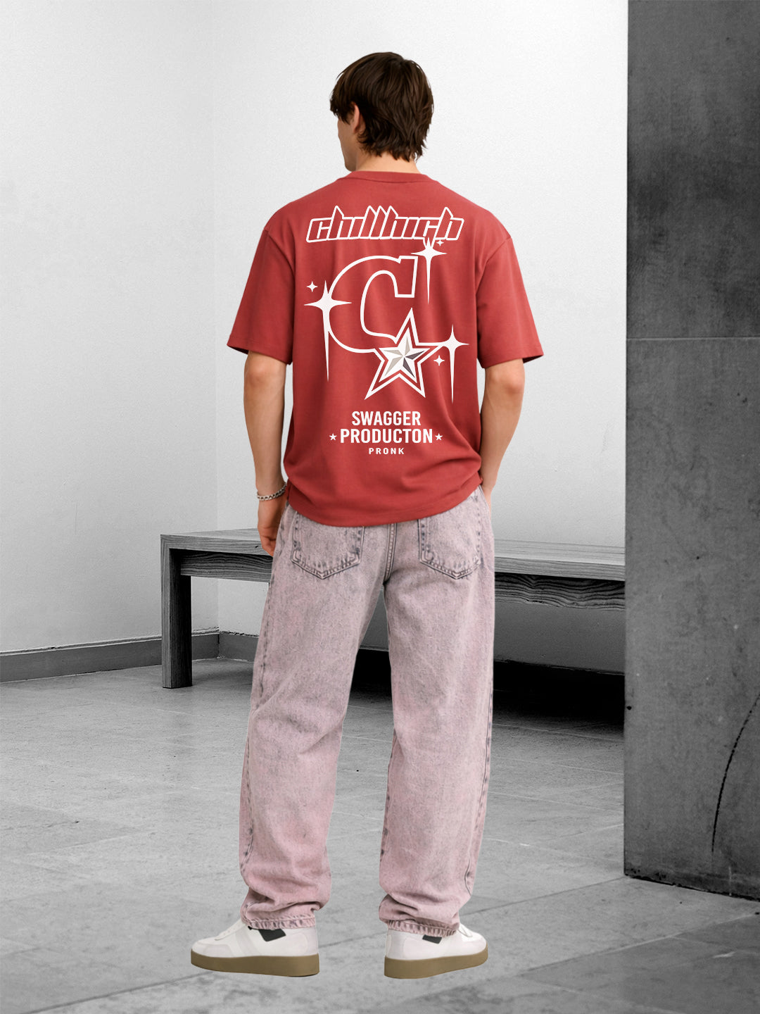 MIDNIGHT SWAGGER Men Oversized Printed T-Shirt