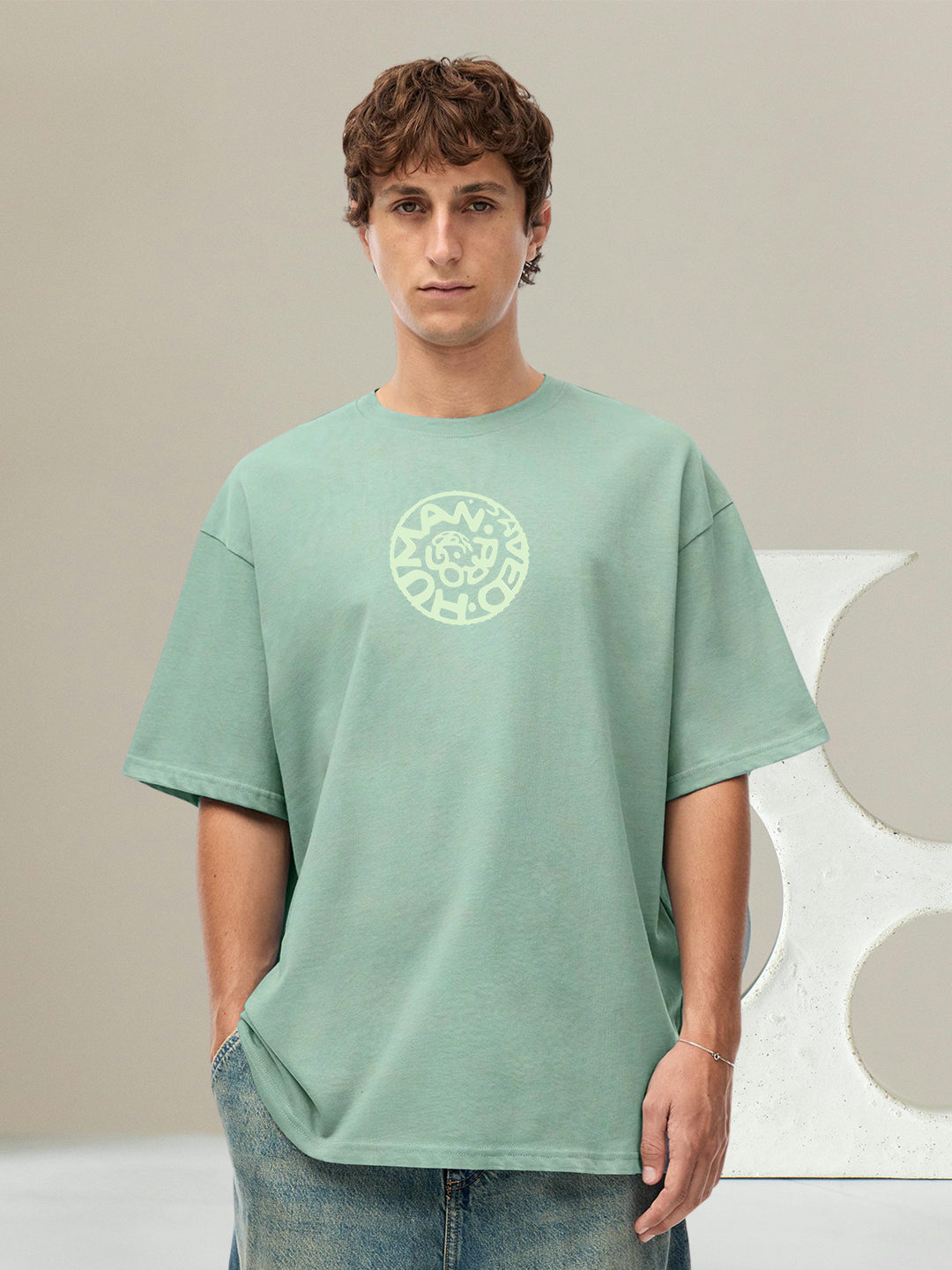 EVOLUTION CLUB Men Printed Oversized  T-Shirt