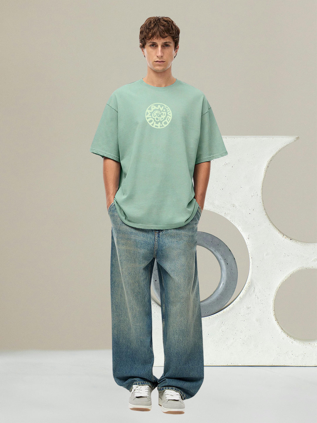 EVOLUTION CLUB Men Printed Oversized  T-Shirt
