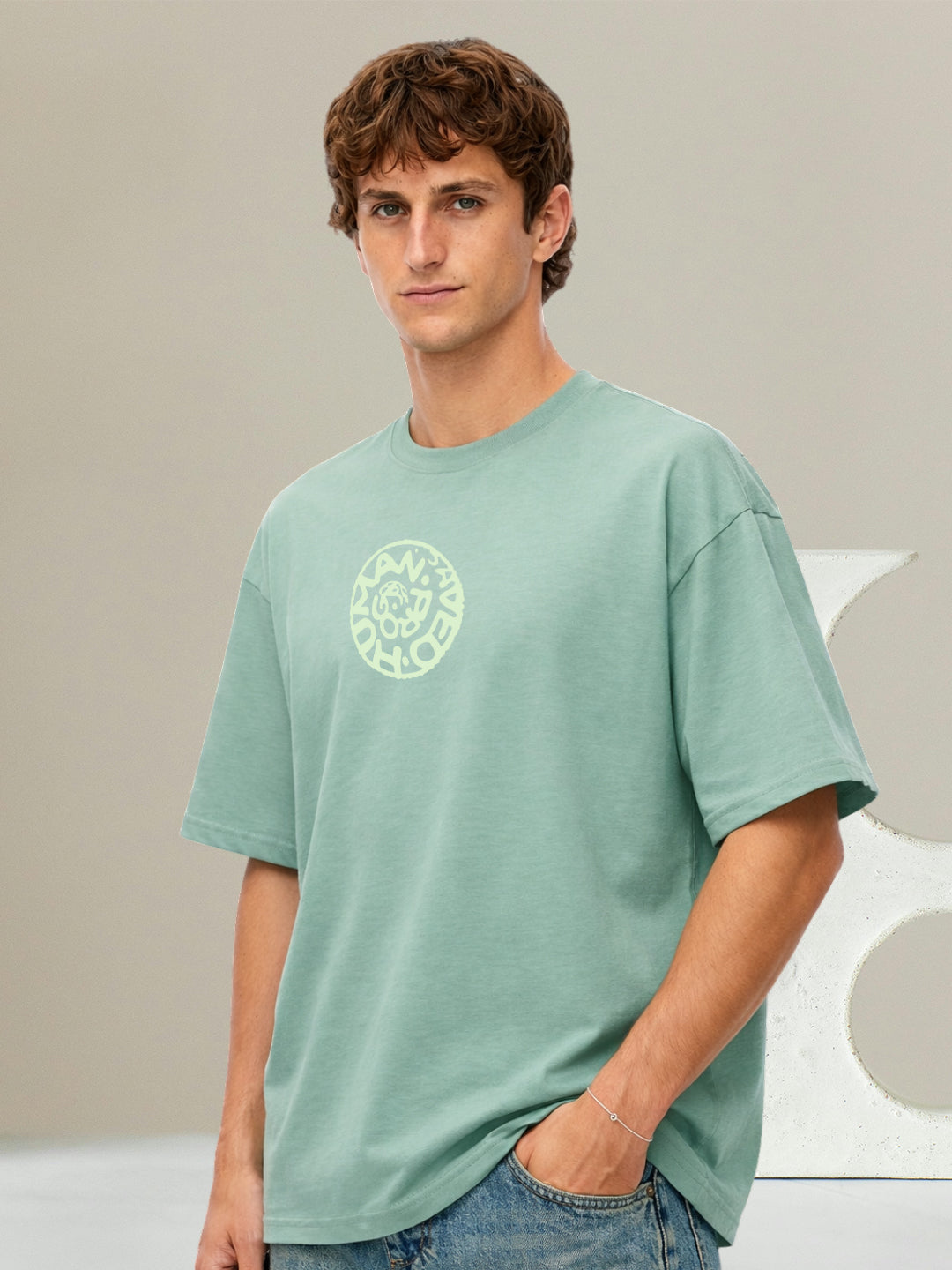 EVOLUTION CLUB Men Printed Oversized  T-Shirt