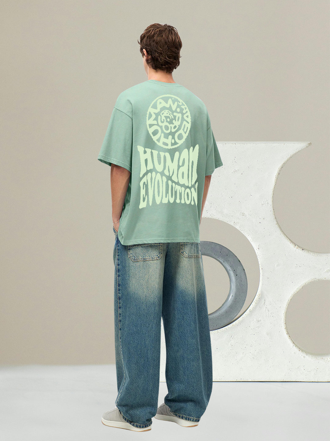 EVOLUTION CLUB Men Printed Oversized  T-Shirt