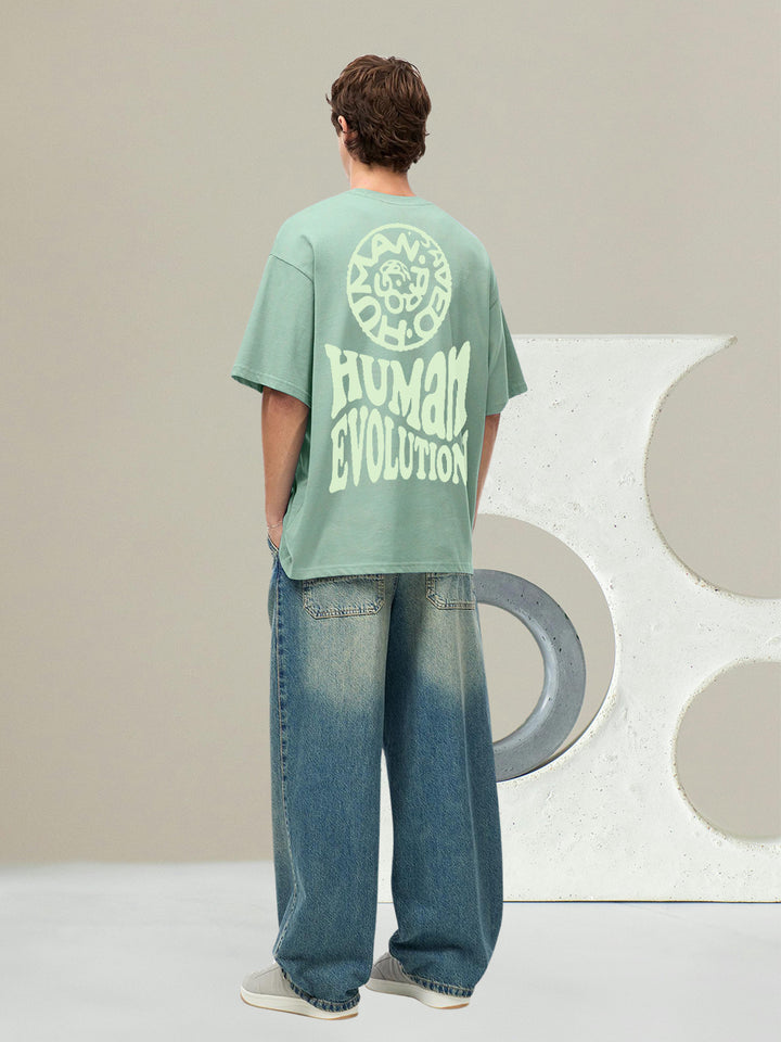 EVOLUTION CLUB Men Printed Oversized  T-Shirt