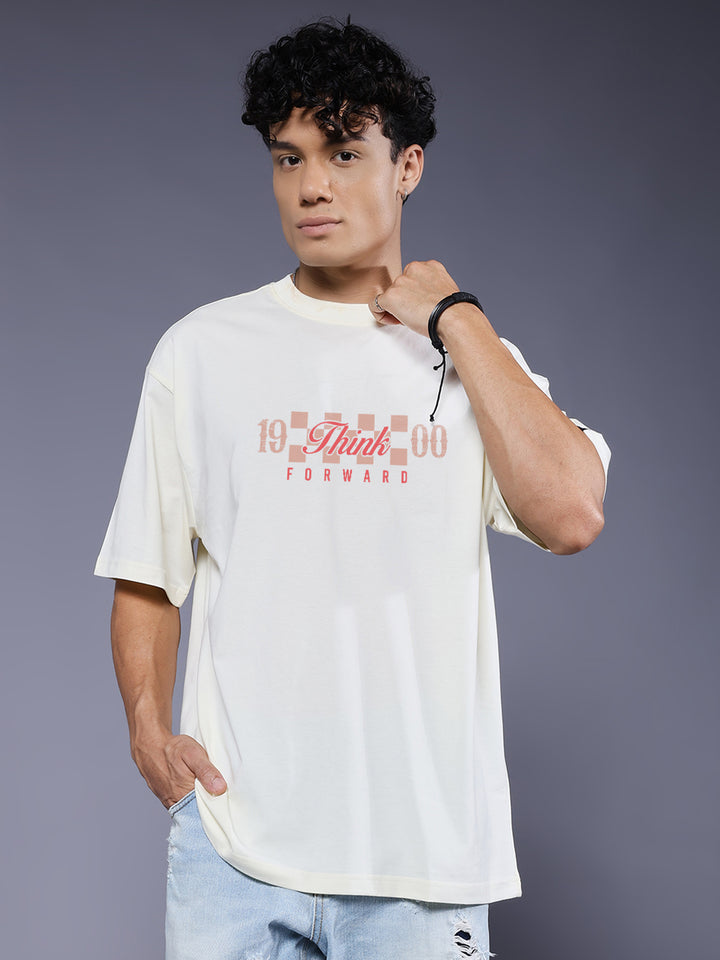 THINK FORWARD Men Printed Oversized T-Shirt