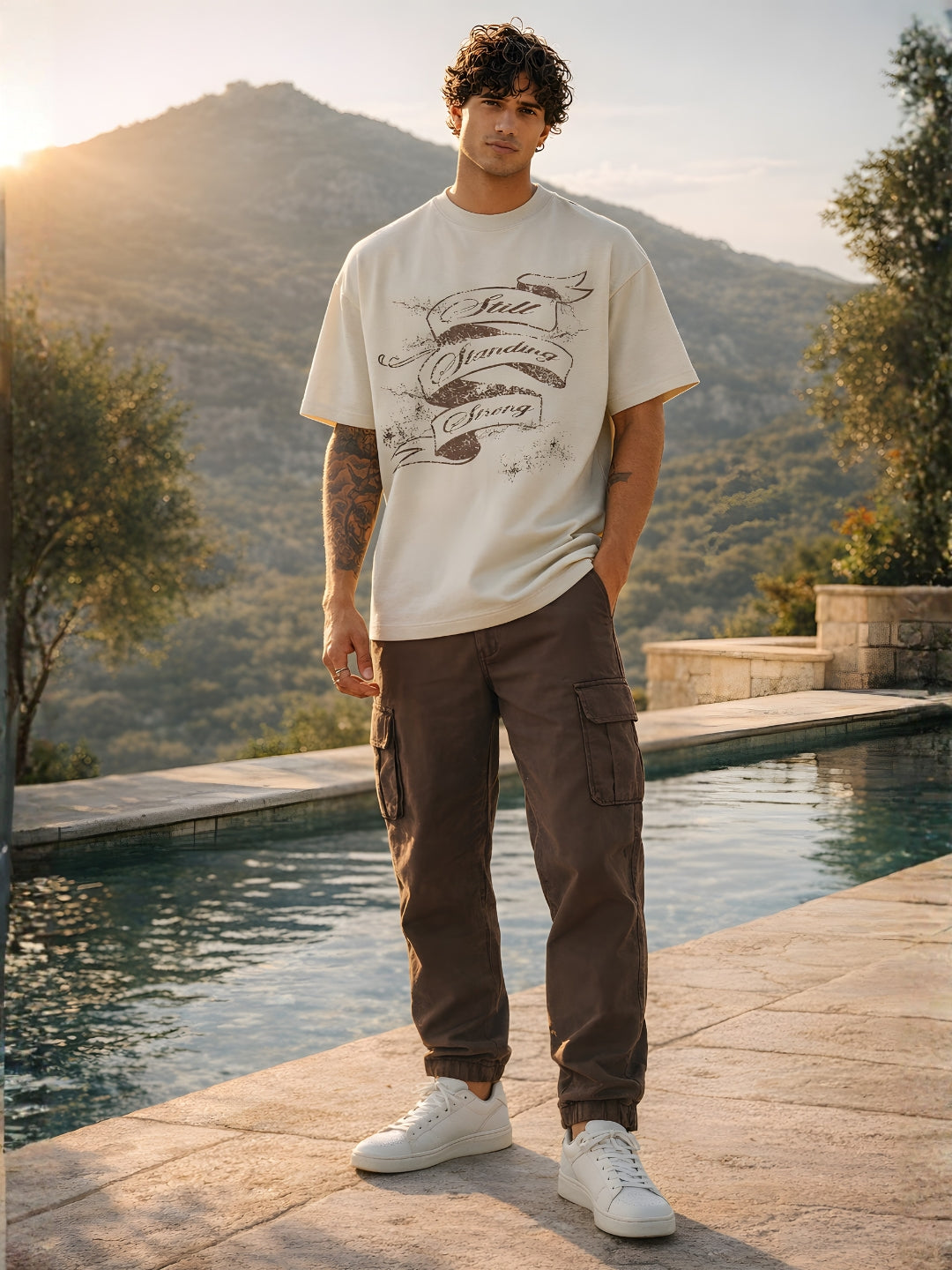 STILL STRONG Men Printed Oversized T-Shirt