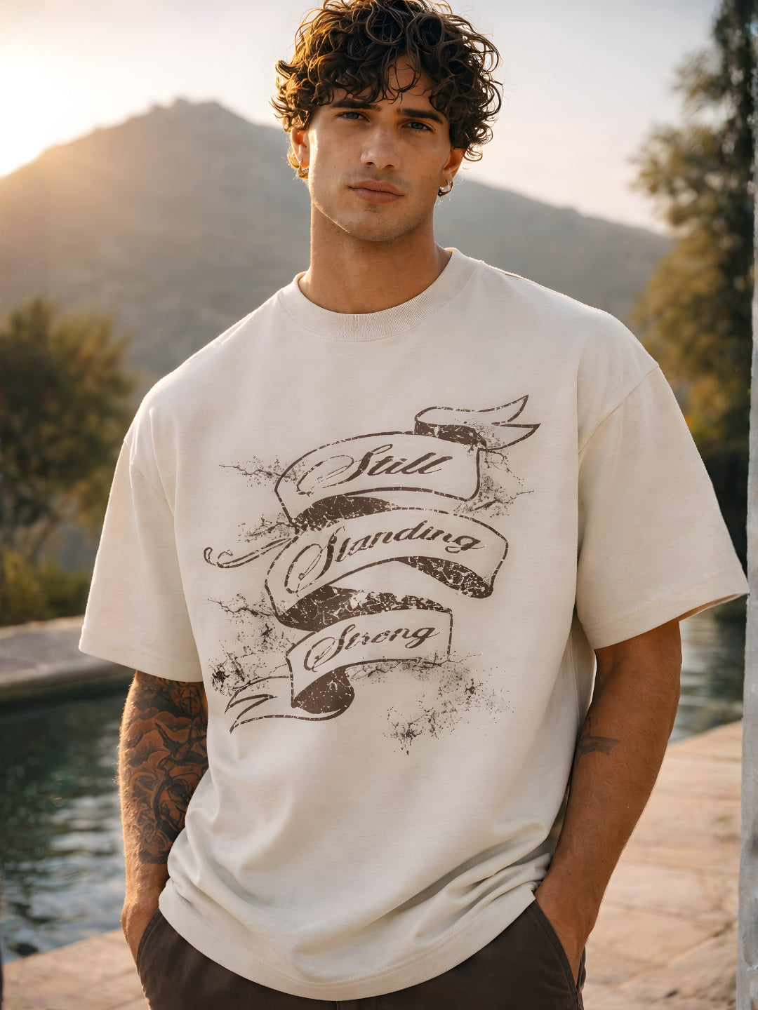 STILL STRONG Men Printed Oversized T-Shirt