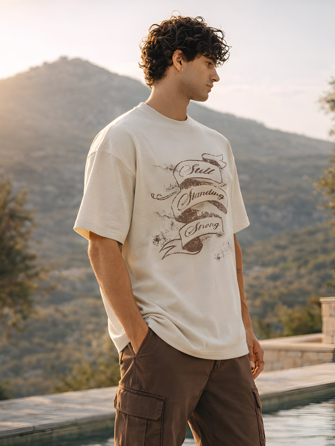 STILL STRONG Men Printed Oversized T-Shirt