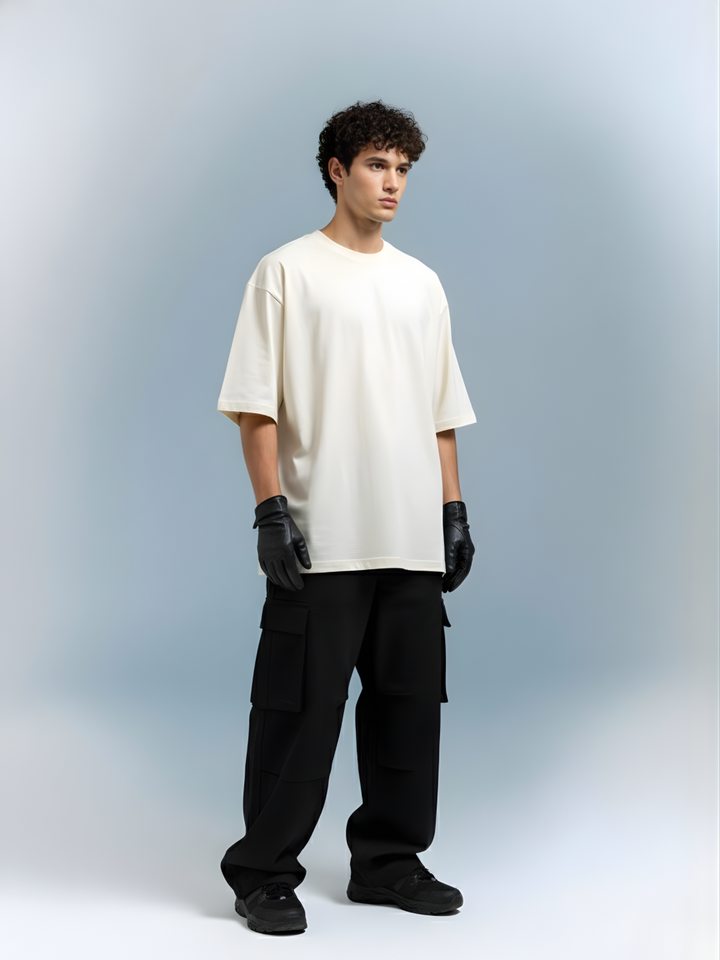 Solid Men Oversized T-Shirt - Off White