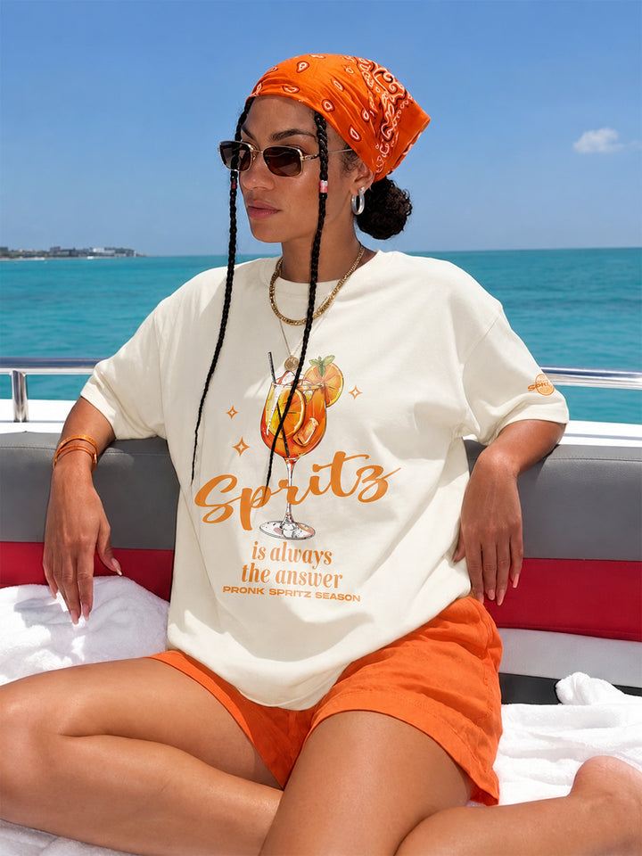 Orange Spritz Women Printed Oversized T-Shirt