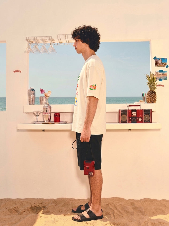Drinks & Good Vibes Men Printed Oversized T-Shirt