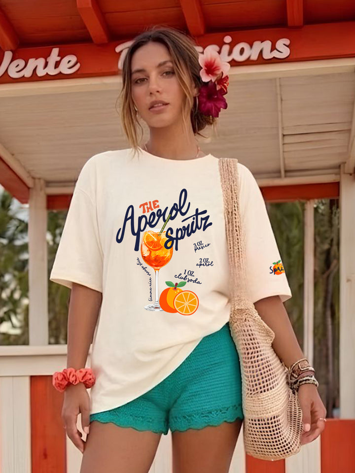 The Aperol Spritz Women Printed Oversized T-Shirt