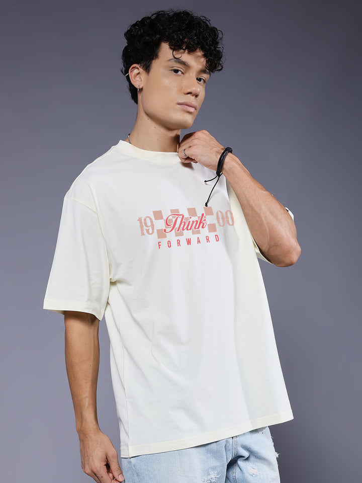 THINK FORWARD Men Printed Oversized T-Shirt