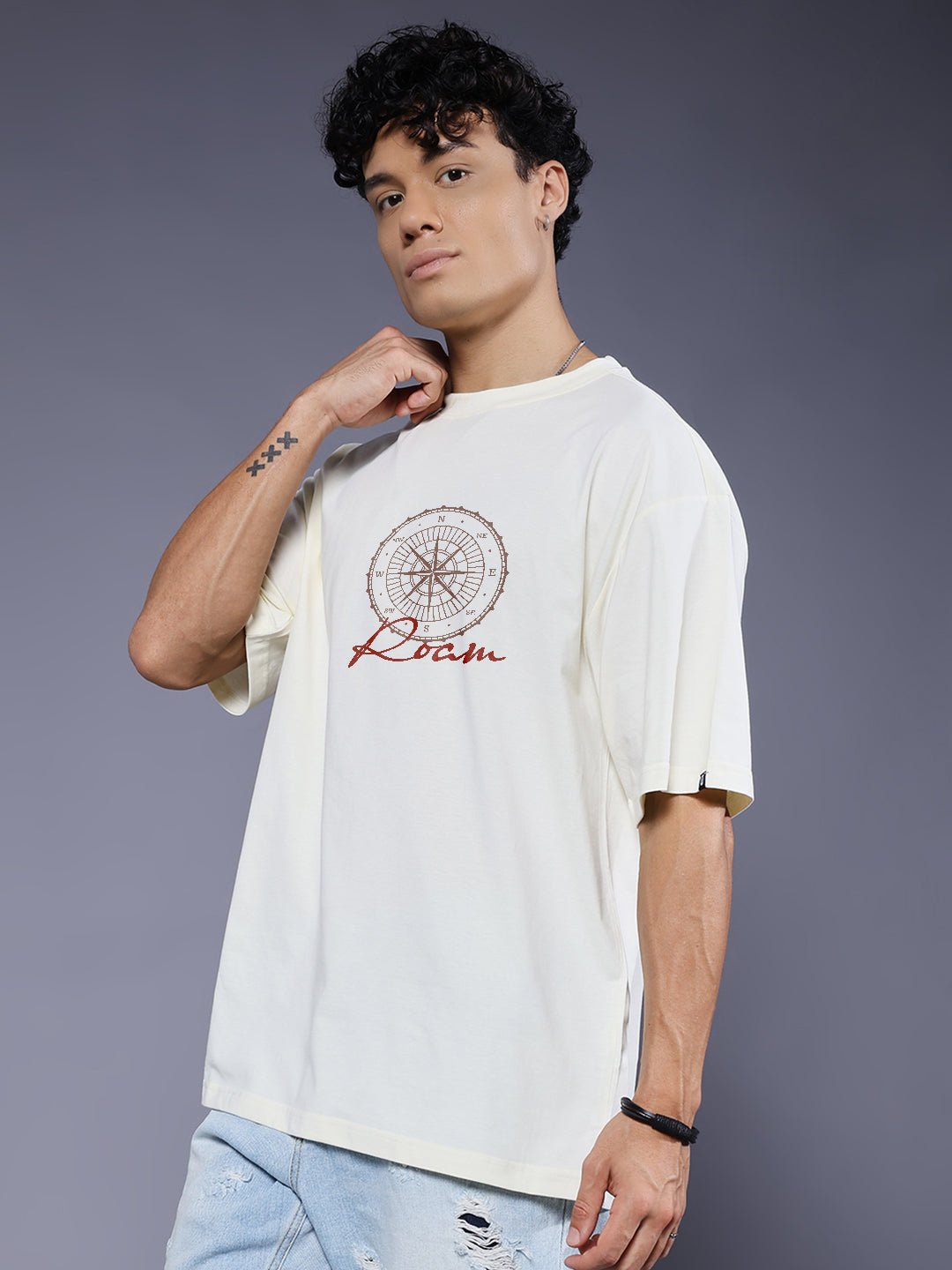 OFFTRACK Men Printed Oversized T-Shirt
