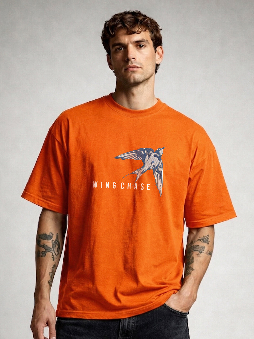 CHASE MORE  Embroidered Men Oversized T-shirt
