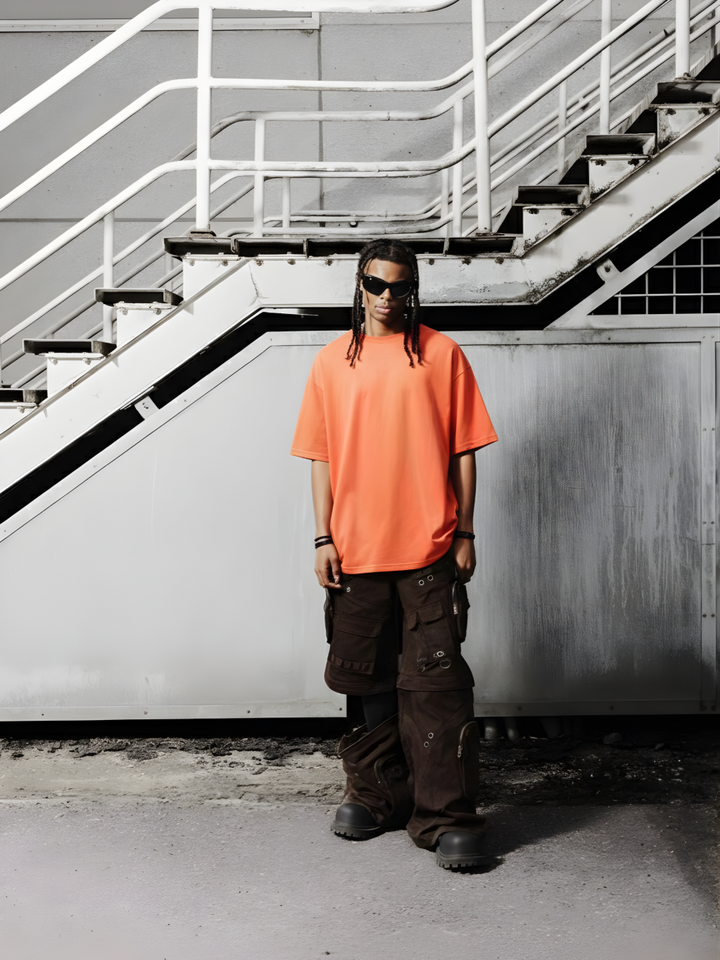 Solid Men Oversized T-Shirt - Orange