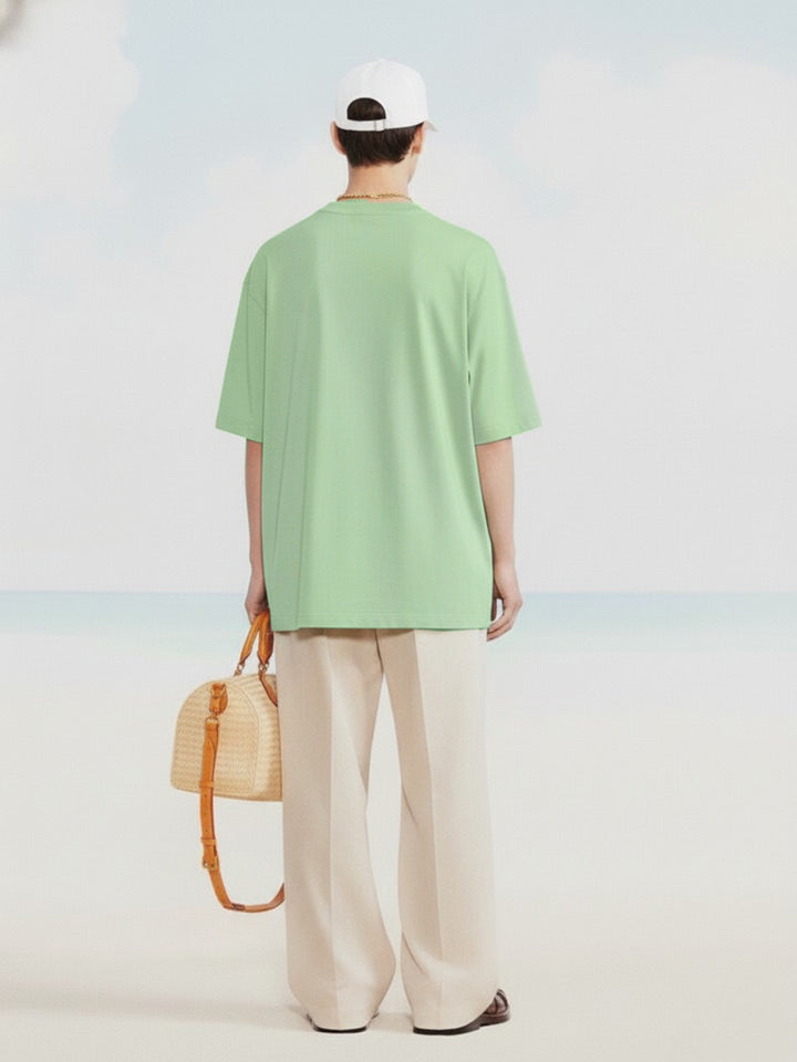 Solid Men Oversized T-Shirt - Pista Green