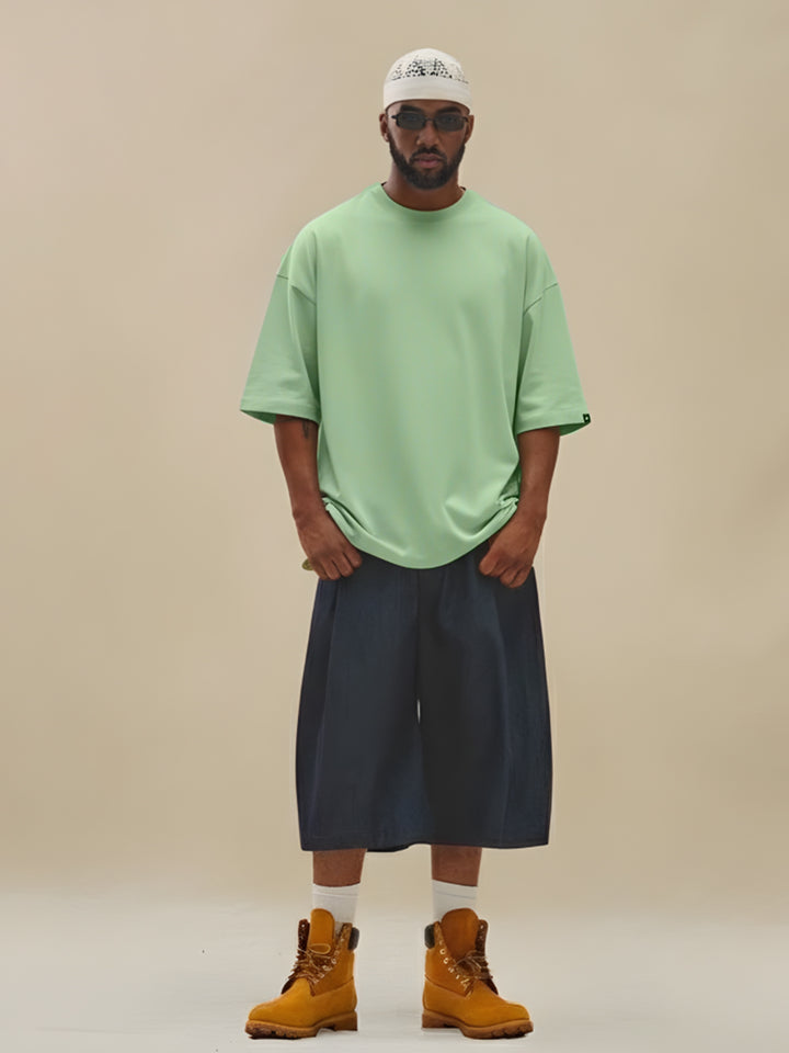 Solid Men Oversized T-Shirt - Pista Green