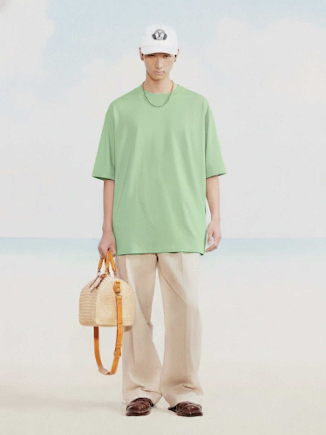 Solid Men Oversized T-Shirt - Pista Green