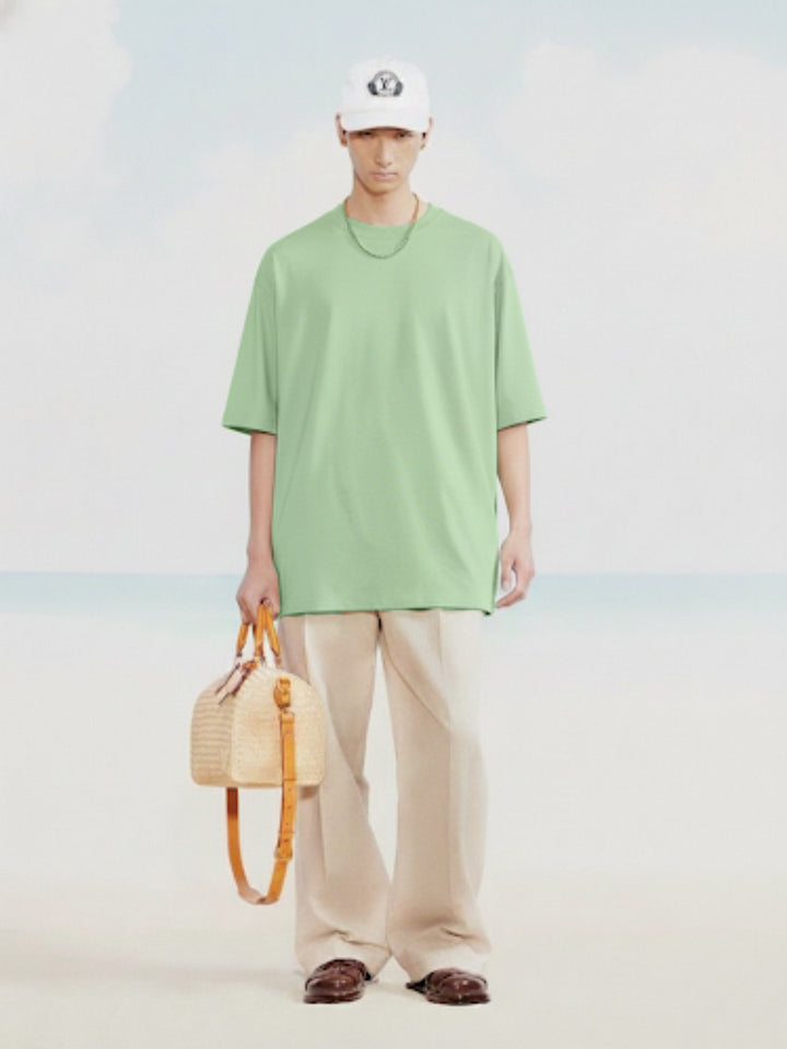 Solid Men Oversized T-Shirt - Pista Green