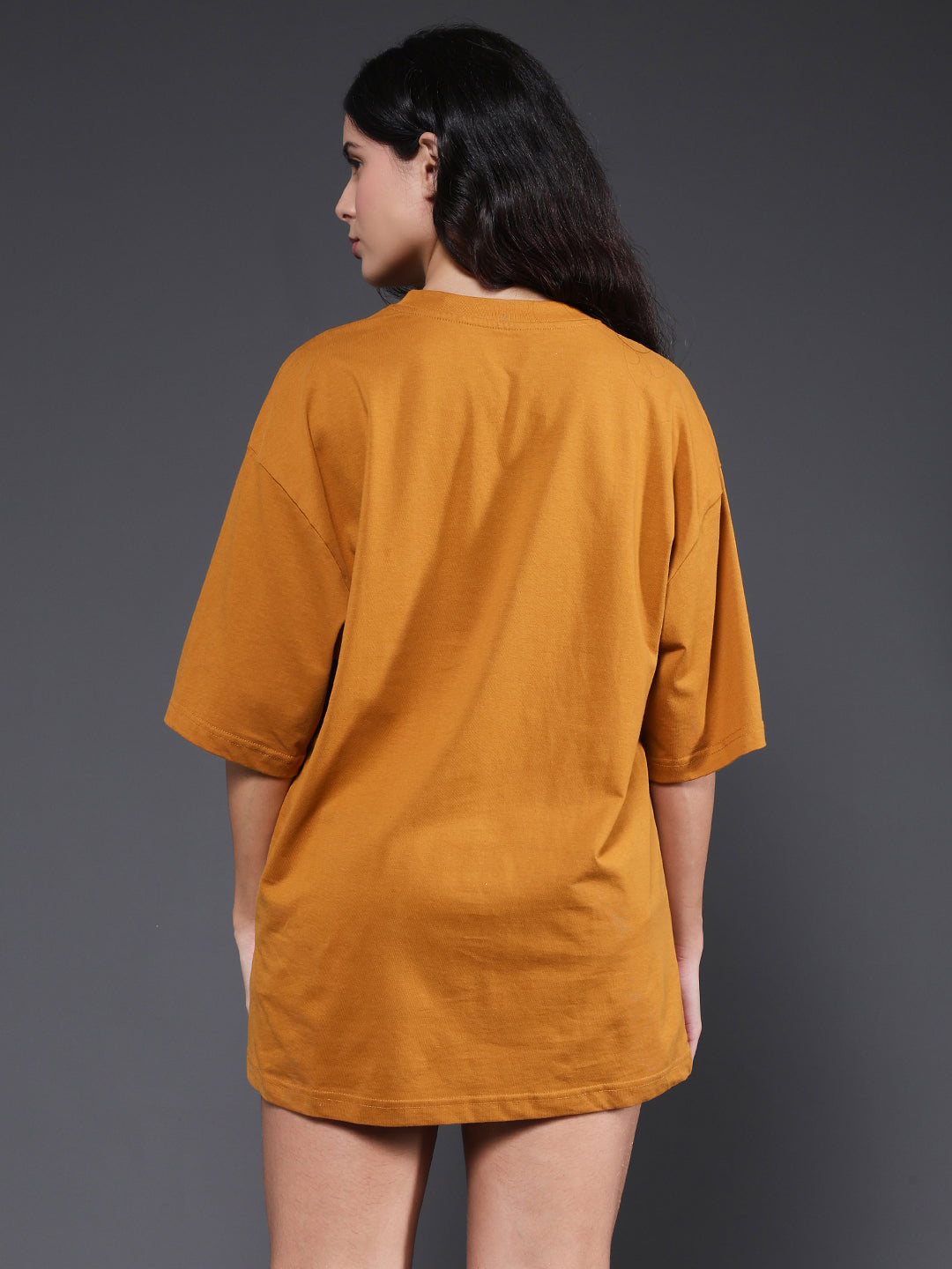 Solid Women Oversized T-Shirt - Rust