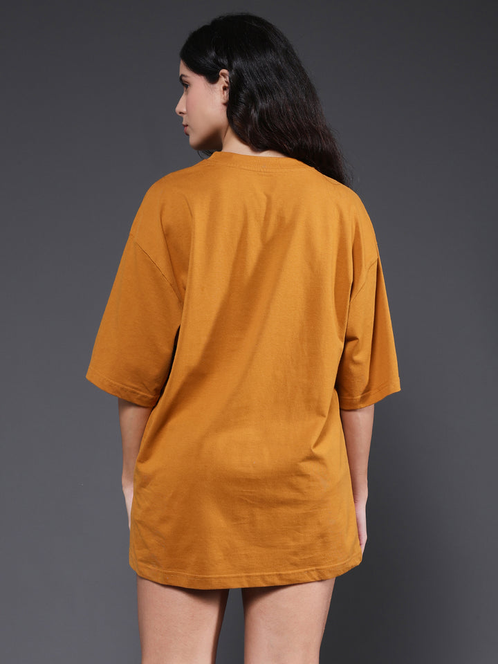 Solid Women Oversized T-Shirt - Rust