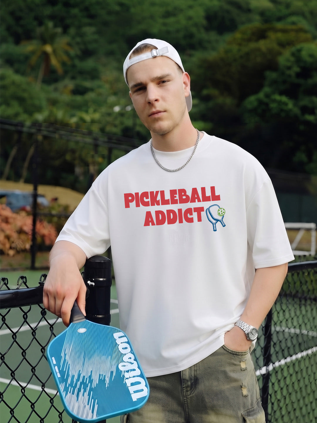 CERTIFIED PICKLEBALL ADDICT Men Printed Oversized T-Shirt