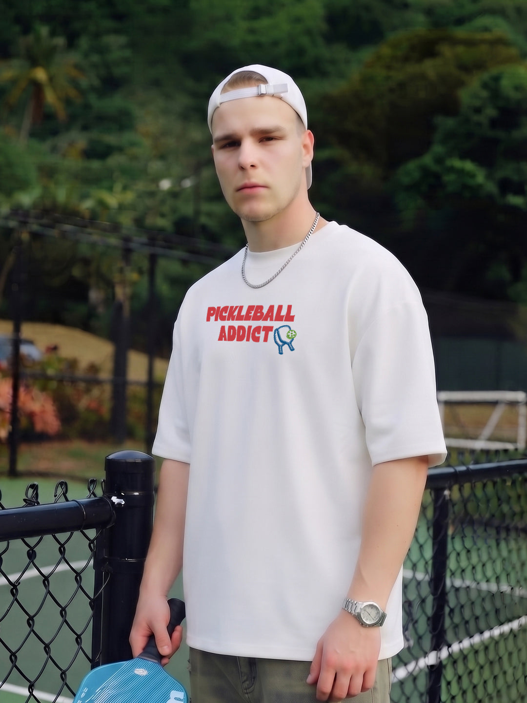 CERTIFIED PICKLEBALL ADDICT Men Printed Oversized T-Shirt