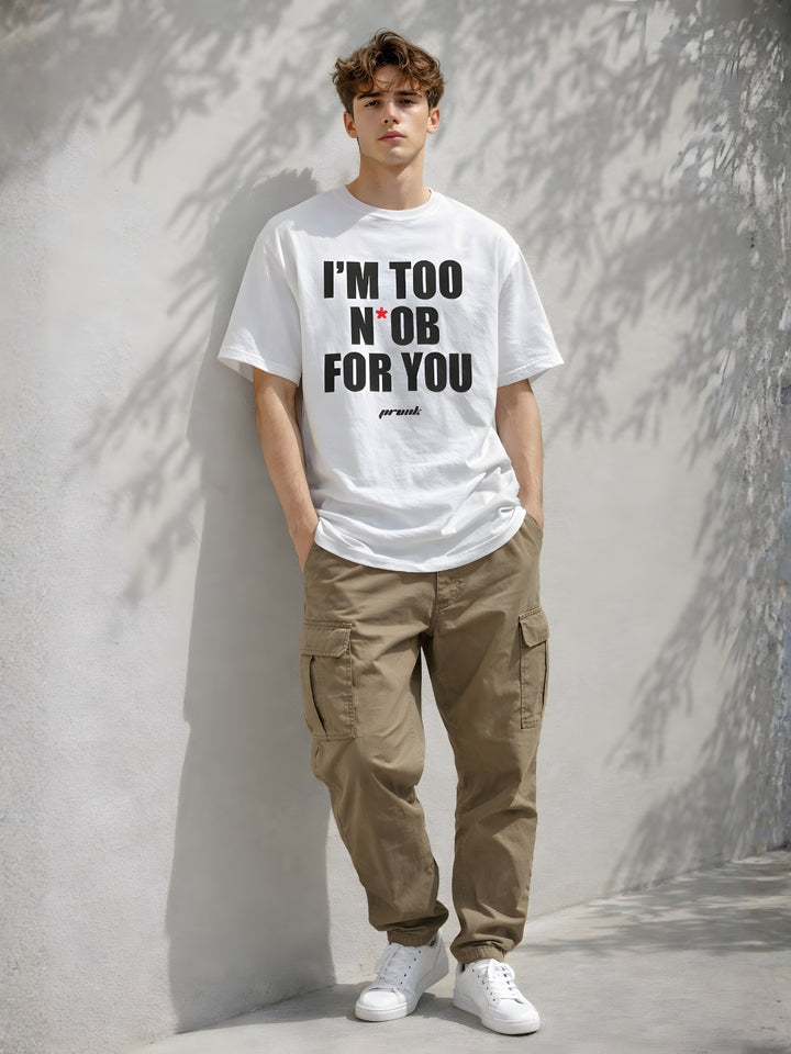 NOOB FOR YOU Men Printed Oversized T-Shirt