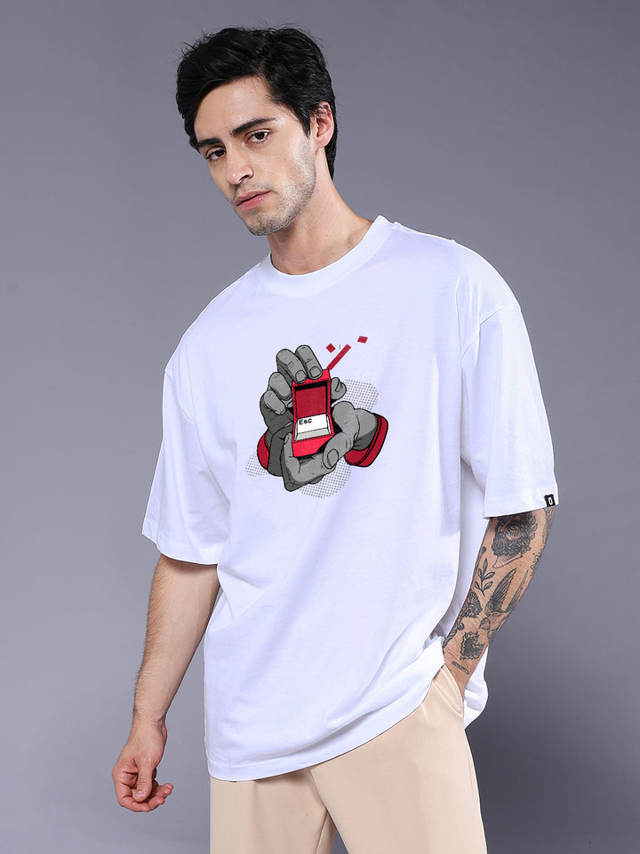 TAP TO EXIT YOU Men Printed Oversized T-Shirt