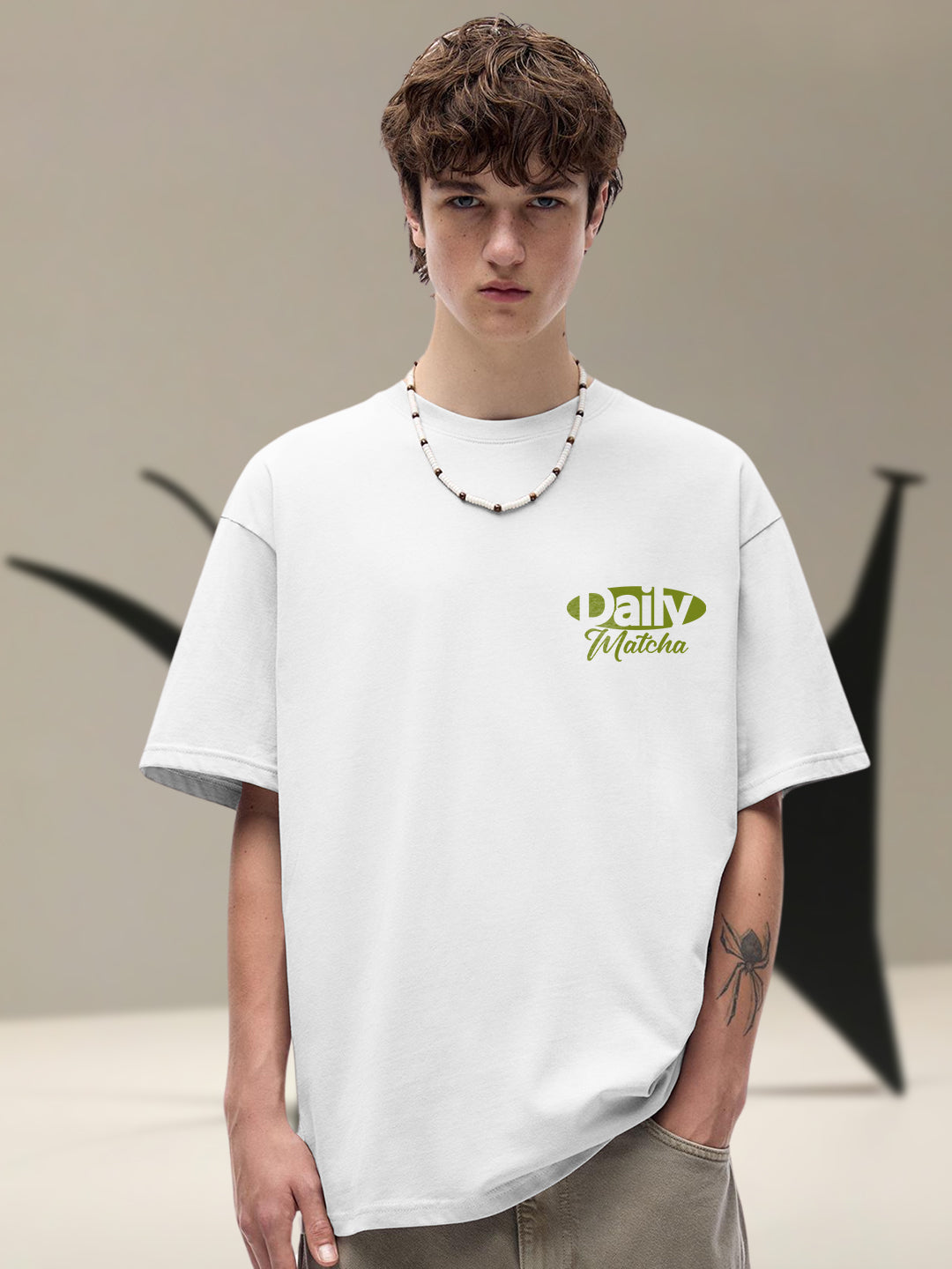 DAILY MATCHA YOU Men Printed Oversized T-Shirt