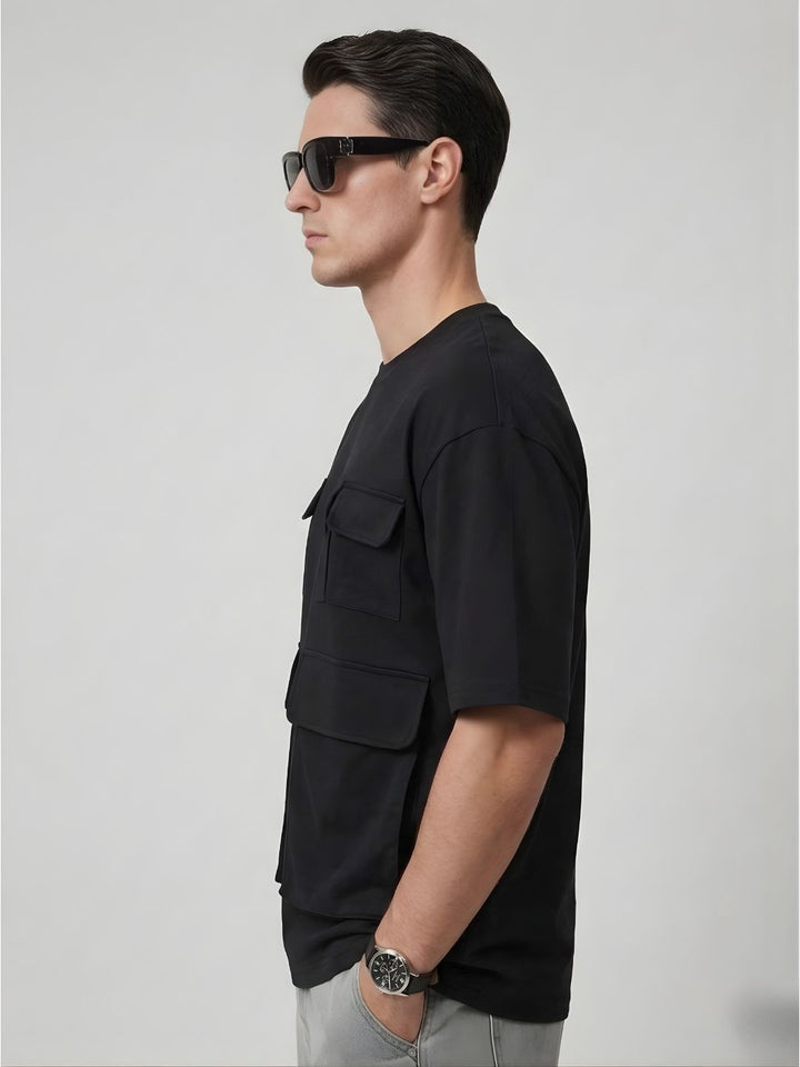 Cargo T-Shirt For Men - Black
