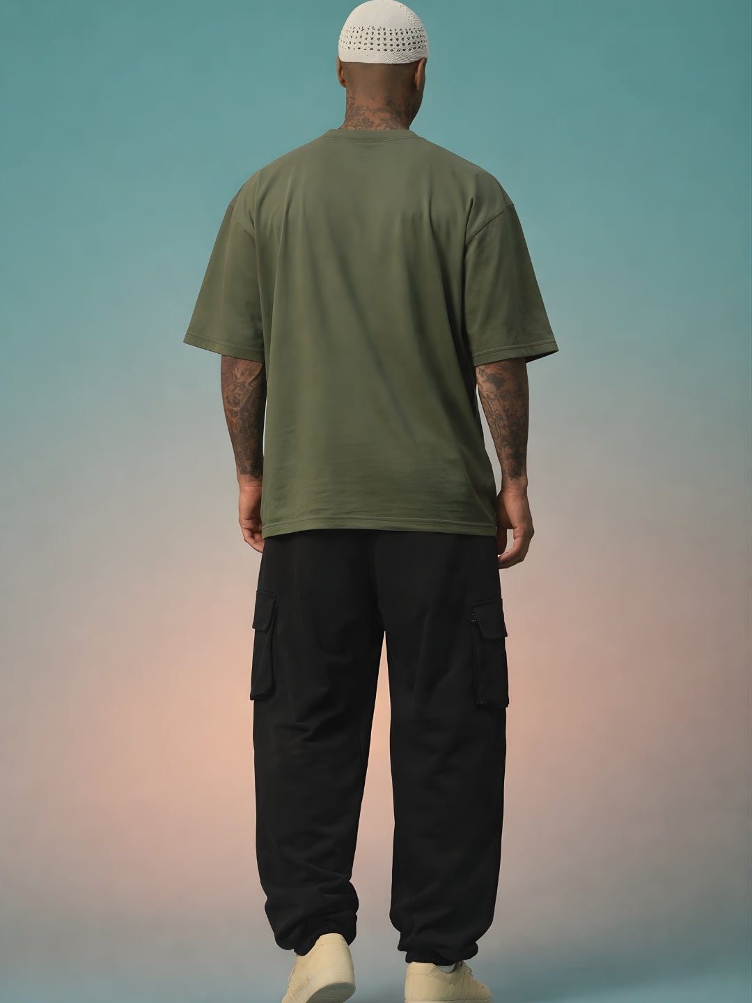 Cargo T-Shirt For Men - Olive Green