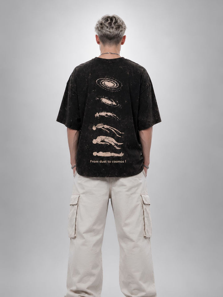 Evolve Men Retro Wash Printed Oversized T-Shirt