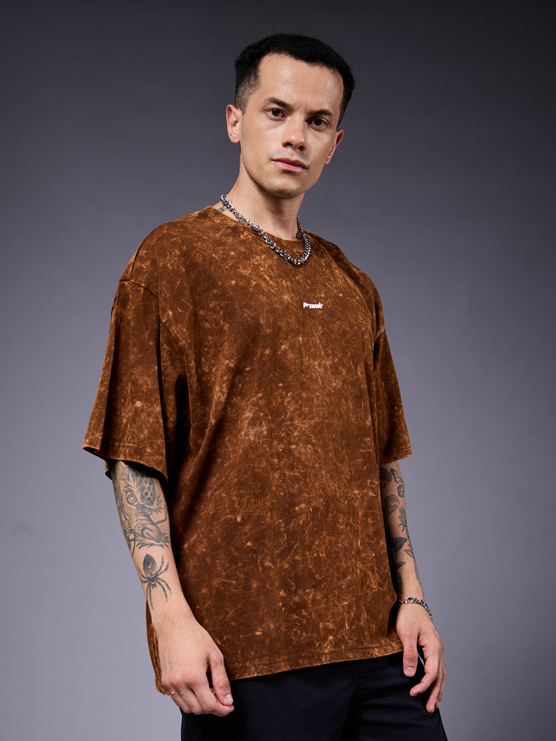 DEMON SOUL Men Retro Wash Oversized T-Shirt