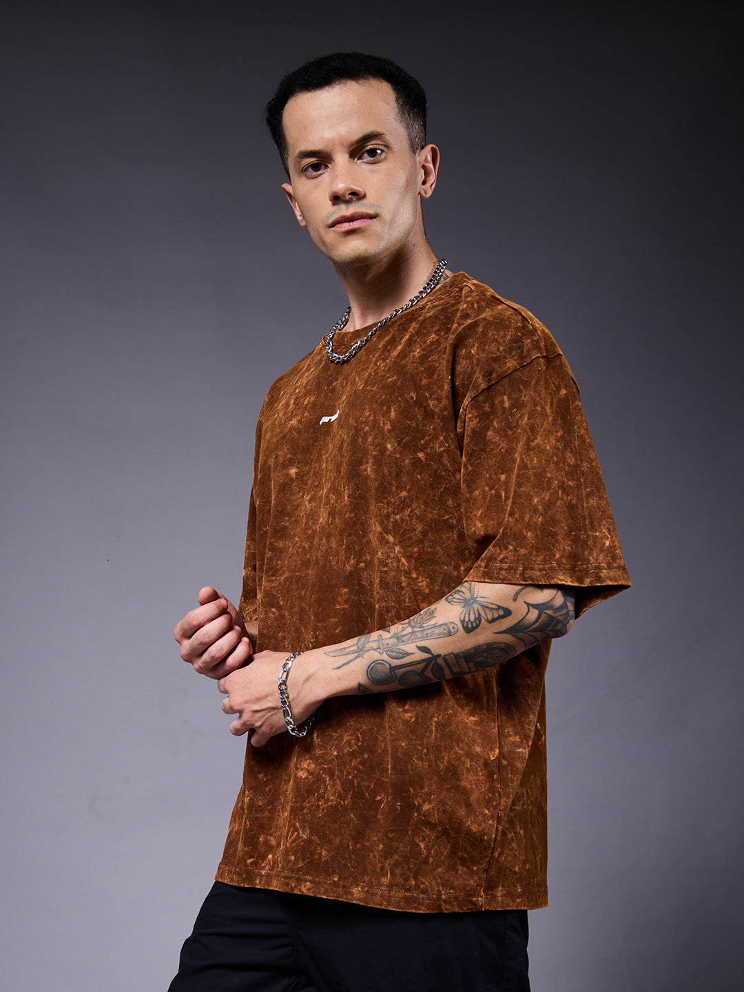 DEMON SOUL Men Retro Wash Oversized T-Shirt