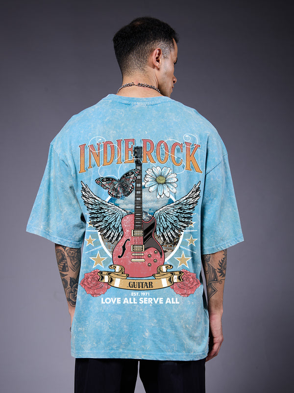 INDIE ROCK Men Retro Wash Oversized T-Shirt