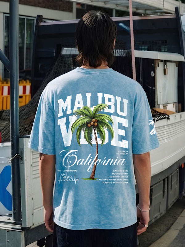 Malibu Vibe Men Retro Wash Oversized T-Shirt