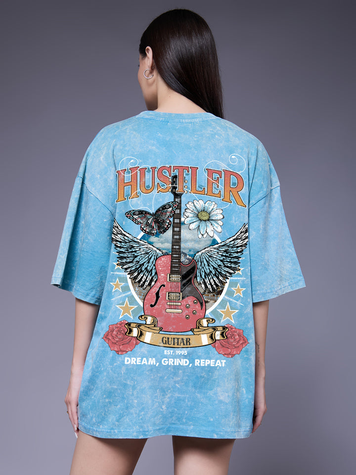 HUSTLER Women Retro Wash Oversized T-Shirt