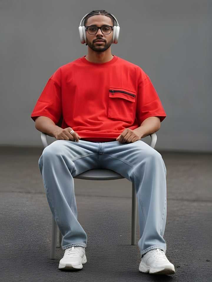 Cargo T-Shirt For Men - Candy Red