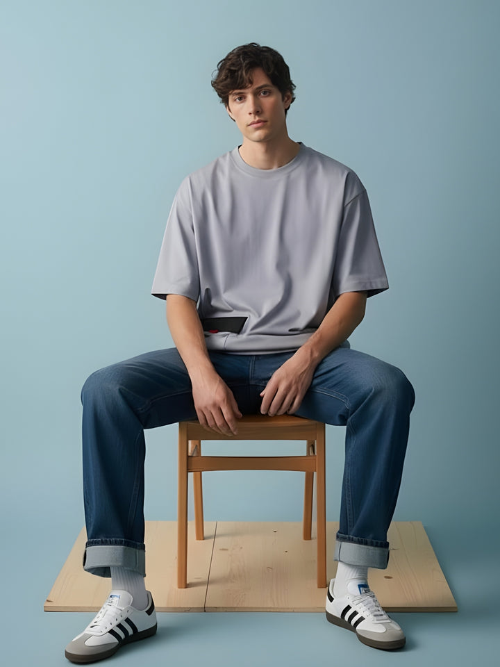 Cargo T-Shirt For Men - Ash Grey
