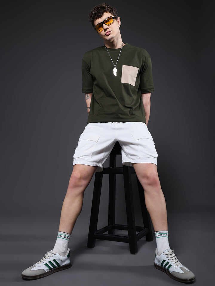 Hamo Men Oversized T-Shirt - Olive Green