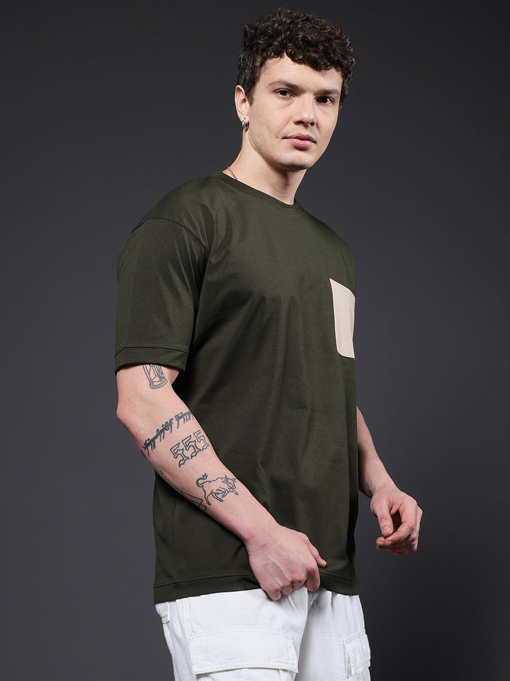 Hamo Men Oversized T-Shirt - Olive Green