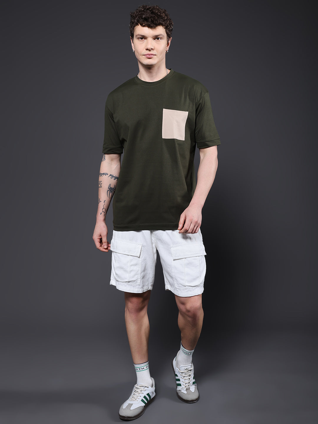 Hamo Men Oversized T-Shirt - Olive Green