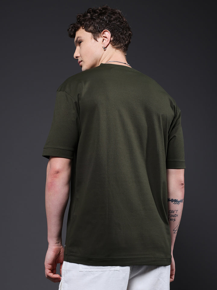 Hamo Men Oversized T-Shirt - Olive Green