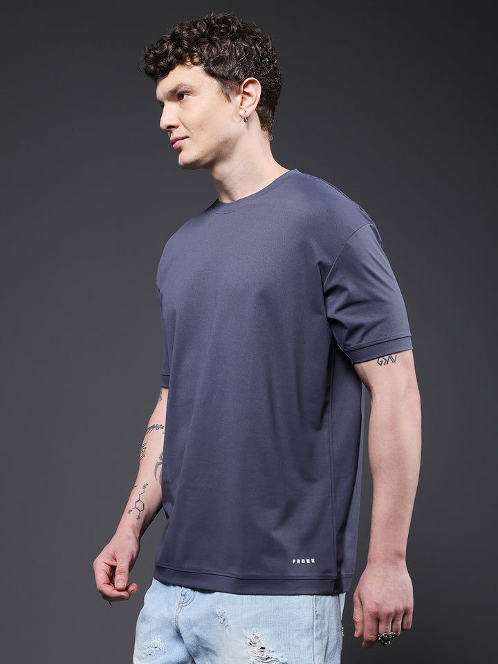 Hamo Solid Men Oversized T-Shirt - Dark Grey