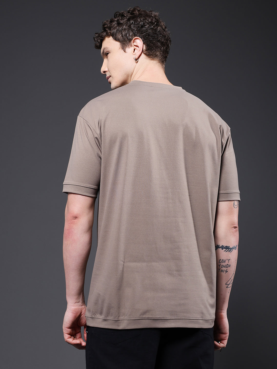 Hamo Solid Men Oversized T-Shirt - Mud